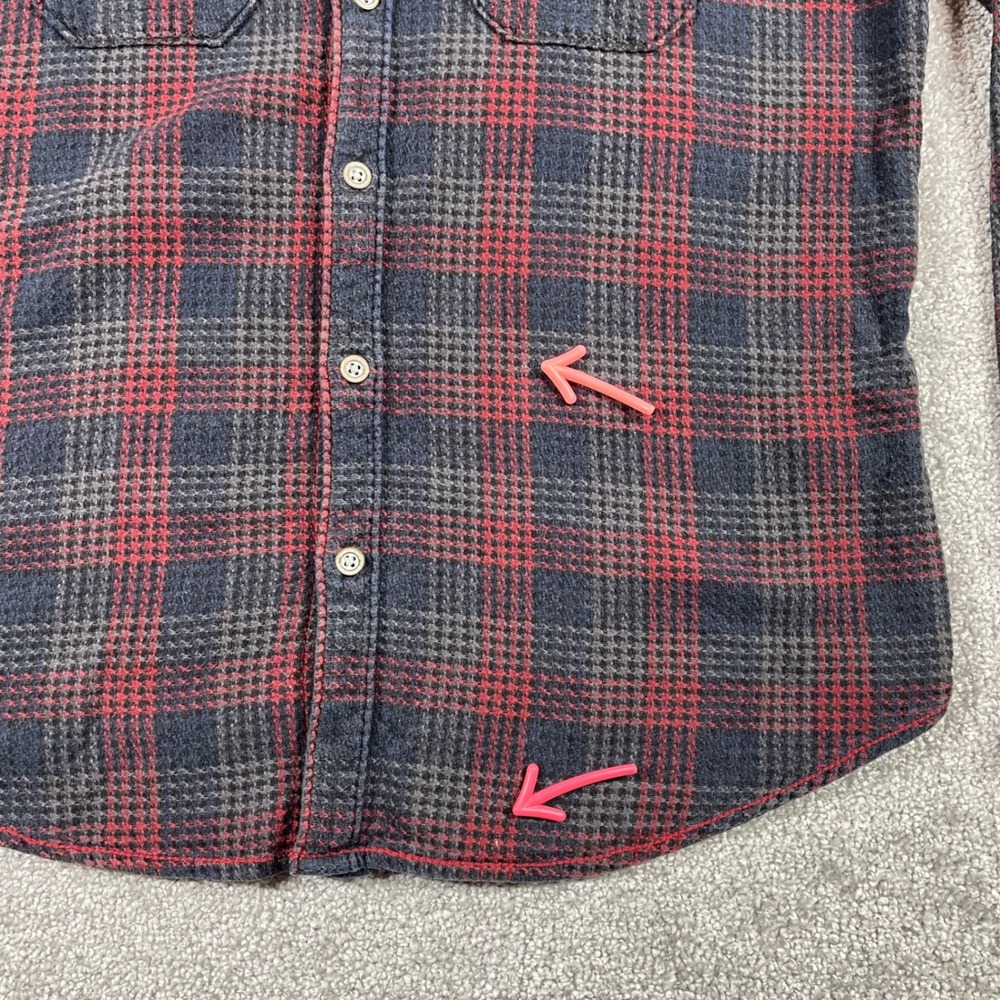 Carbon 2 Cobalt Flannel Shirt Mens Medium Plaid Button Up Cotton Red Black Gray - Picture 4 of 14